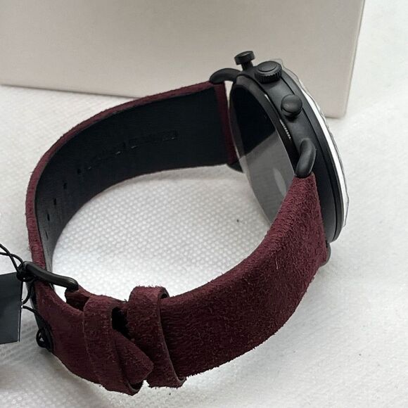 Emperio Armani AR11265 Men Burgundy Leather Analog Dial Quartz Wrist Watch JMB30 - Picture 9 of 12